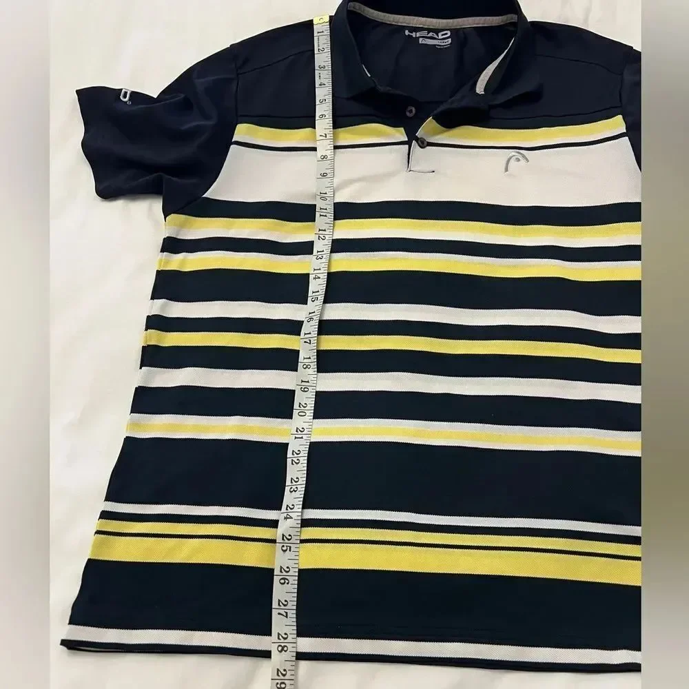 HEAD Tennis Golf Performance Polo Navy Yellow Striped Men’s Large